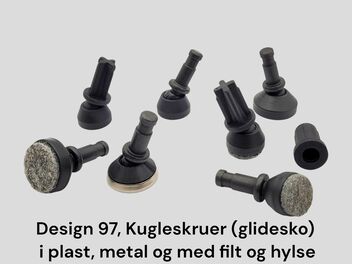 Kugleskruer (i plast, metal og med filt) og hylse