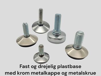 Fast og drejelig plastbase med krom metalkappe og metalskrue
