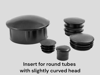 Insert for round tubes with slightly curved head